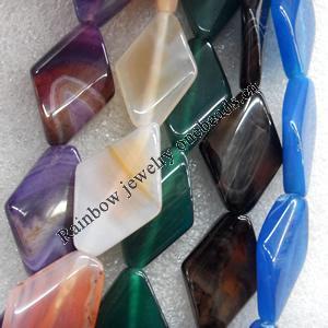 Agate Beads, Diamond, Mix Colour, 20x29mm, Hole:Approx 1mm, Length:15.7-inch, Sold by Group