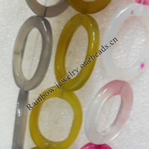 Agate Beads, Mix Colour, O:25x35mm I:15x25mm, Hole:Approx 1mm, Length:15.7-inch, Sold by Group