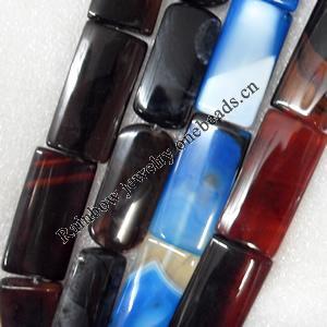 Agate Beads, Rectangle, Mix Colour, 20x40mm, Hole:Approx 1mm, Length:15.7-inch, Sold by Group