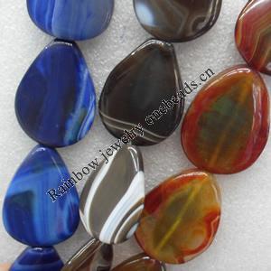 Agate Beads, Teardrop, Mix Colour, 30x40mm, Hole:Approx 1mm, Length:15.7-inch, Sold by Group