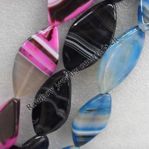 Agate Beads, Horse eye, Mix Colour, 24x46mm, Hole:Approx 1mm, Length:15.7-inch, Sold by Group