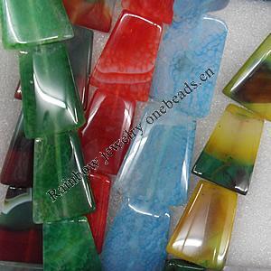 Agate Beads, Trapezium, Mix Colour, 36x47mm, Hole:Approx 1mm, Length:15.7-inch, Sold by Group