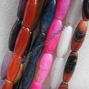 Agate Beads, Oval, Mix Colour, 10x33mm, Hole:Approx 1mm, Length:15.7-inch, Sold by Group