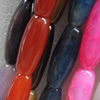 Agate Beads, Oval, Mix Colour, 10x33mm, Hole:Approx 1mm, Length:15.7-inch, Sold by Group
