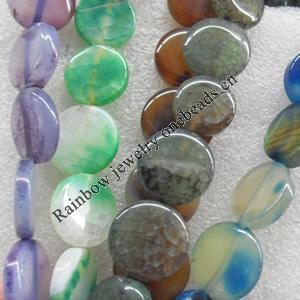 Agate Beads, Flat Round, Mix Colour, 20mm, Hole:Approx 1mm, Length:15.7-inch, Sold by Group