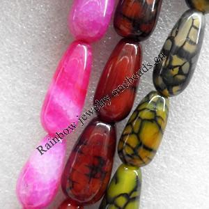 Agate Beads, Teardrop, Mix Colour, 15x29mm, Hole:Approx 1mm, Length:15.7-inch, Sold by Group