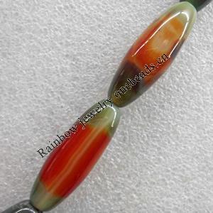 Agate Beads, Oval, 15x40mm, Hole:Approx 1mm, Sold per 15.7-inch Strand