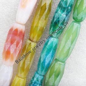 Matte Agate Beads, Faceted Oval, Mix Colour, 12x37mm, Hole:Approx 1mm, Length:15.7-inch, Sold by Group