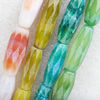 Matte Agate Beads, Faceted Oval, Mix Colour, 12x37mm, Hole:Approx 1mm, Length:15.7-inch, Sold by Group