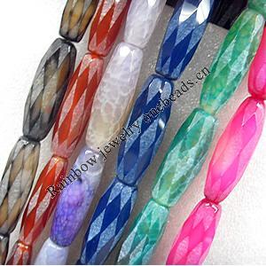 Matte Agate Beads, Faceted Oval, Mix Colour, 12x37mm, Hole:Approx 1mm, Length:15.7-inch, Sold by Group