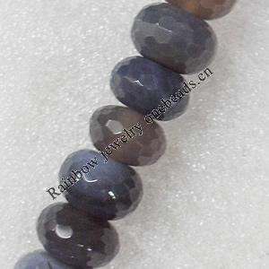 Agate Beads, Faceted Rondelle, 22x14mm, Hole:Approx 1mm, Sold per 15.7-inch Strand