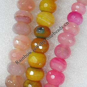 Agate Beads, Faceted Rondelle, Mix Colour, 17x12mm, Hole:Approx 1mm, Length:15.7-inch, Sold by Group