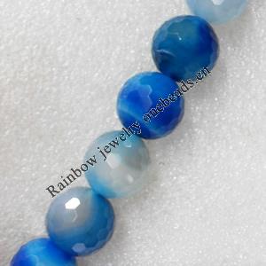 Agate Beads, Faceted Round, 8mm, Hole:Approx 1mm, Sold per 15.7-inch Strand