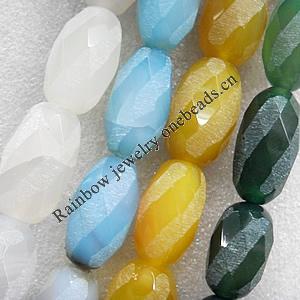 Agate Beads, Faceted Oval, Mix Colour, 18x30mm, Hole:Approx 1.5mm, Length:15.7-inch, Sold by Group