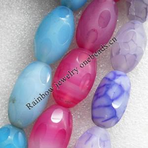 Agate Beads, Faceted Oval, Mix Colour, 16x28mm, Hole:Approx 1.5mm, Length:15.7-inch, Sold by Group