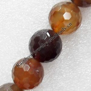 Agate Beads, Faceted Round, 8mm, Hole:Approx 1mm, Sold per 15.7-inch Strand