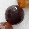 Agate Beads, Faceted Round, 16mm, Hole:Approx 1mm, Sold per 15.7-inch Strand
