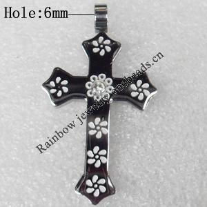 Stainless Steel Pendant, Cross, 26x45mm, Hole:Approx 6mm, Sold by PC