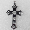 Stainless Steel Pendant, Cross, 26x45mm, Hole:Approx 6mm, Sold by PC