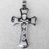 Stainless Steel Pendant, Cross, 24x43mm, Hole:Approx 6mm, Sold by PC