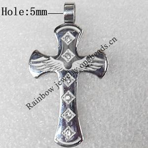 Stainless Steel Pendant, Cross, 24x43mm, Hole:Approx 5mm, Sold by PC