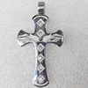 Stainless Steel Pendant, Cross, 24x43mm, Hole:Approx 5mm, Sold by PC