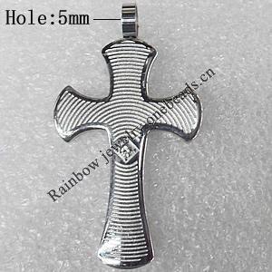 Stainless Steel Pendant, Cross, 24x43mm, Hole:Approx 5mm, Sold by PC