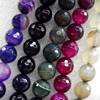 Agate Beads, Faceted Round, Mix Colour, 8mm, Hole:Approx 1mm, Length:15.7-inch, Sold by Group