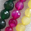Agate Beads, Faceted Round, Mix Colour, 14mm, Hole:Approx 1mm, Length:15.7-inch, Sold by Group