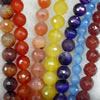 Agate Beads, Faceted Round, Mix Colour, 16mm, Hole:Approx 1mm, Length:15.7-inch, Sold by Group