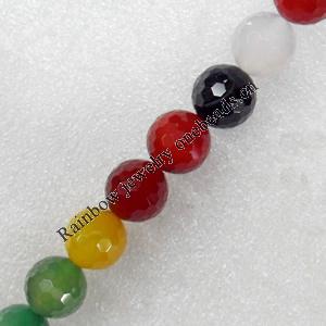 Agate Beads, Faceted Round, Mix Colour, 12mm, Hole:Approx 1mm, Sold per 15.7-inch Strand