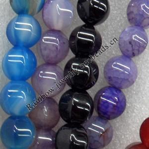 Agate Beads, Mix Colour, 12mm, Hole:Approx 1mm, Length:15.7-inch, Sold by Group