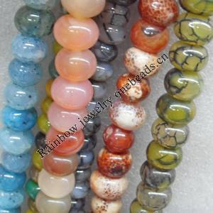 Agate Beads, Rondelle, Mix Colour, 14mm, Hole:Approx 1mm, Length:15.7-inch, Sold by Group