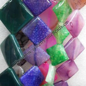 Agate Beads, Diamond, Mix Colour, 25mm, Hole:Approx 1mm, Length:15.7-inch, Sold by Group