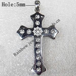 Stainless Steel Pendant, Cross, 26x45mm, Hole:Approx 5mm, Sold by PC