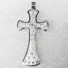 Stainless Steel Pendant, Cross, 25x53mm, Hole:Approx 5mm, Sold by PC