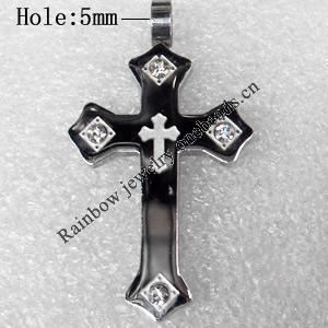 Stainless Steel Pendant, Cross, 25x43mm, Hole:Approx 5mm, Sold by PC