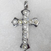 Stainless Steel Pendant, Cross, 26x47mm, Hole:Approx 5mm, Sold by PC