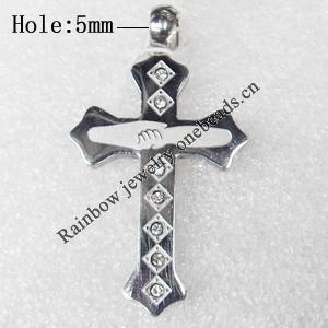 Stainless Steel Pendant, Cross, 26x47mm, Hole:Approx 5mm, Sold by PC