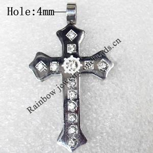 Stainless Steel Pendant, Cross, 26x45mm, Hole:Approx 4mm, Sold by PC