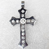 Stainless Steel Pendant, Cross, 26x45mm, Hole:Approx 4mm, Sold by PC