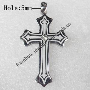 Stainless Steel Pendant, Cross, 26x46mm, Hole:Approx 5mm, Sold by PC