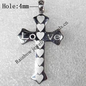 Stainless Steel Pendant, Cross, 26x46mm, Hole:Approx 4mm, Sold by PC