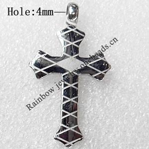 Stainless Steel Pendant, Cross, 26x46mm, Hole:Approx 4mm, Sold by PC