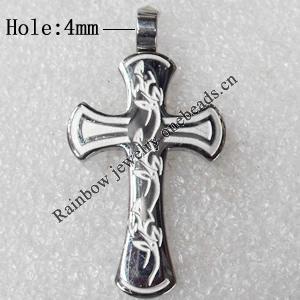 Stainless Steel Pendant, Cross, 24x44mm, Hole:Approx 4mm, Sold by PC
