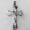 Stainless Steel Pendant, Cross, 24x44mm, Hole:Approx 4mm, Sold by PC