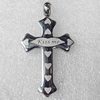 Stainless Steel Pendant, Cross, 25x46mm, Hole:Approx 4mm, Sold by PC