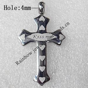 Stainless Steel Pendant, Cross, 25x46mm, Hole:Approx 4mm, Sold by PC