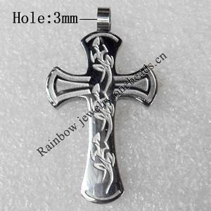 Stainless Steel Pendant, Cross, 24x43mm, Hole:Approx 3mm, Sold by PC