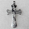 Stainless Steel Pendant, Cross, 24x43mm, Hole:Approx 3mm, Sold by PC